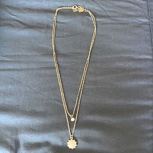 Premier Designs two strand gold plated, faux pearl and diamond necklace